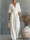 Full Size Half Sleeve Wide Leg Jumpsuit Plus Size