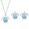 925 Sterling Silver Sea Turtle Jewelry Set – Opal Turtle Necklace & Stud Earrings