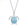 925 Sterling Silver Sea Turtle Jewelry Set – Opal Turtle Necklace & Stud Earrings