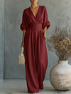 Full Size Half Sleeve Wide Leg Jumpsuit Plus Size