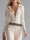 Pip Striped Zip-Front Hooded Jumpsuit