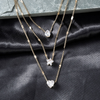 Triple Layer Crystal Necklace for Women | Water Drop, Star & Heart Pendant