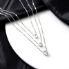 Triple Layer Crystal Necklace for Women | Water Drop, Star & Heart Pendant
