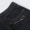 Black Mid Rise Straight Leg Jeans
