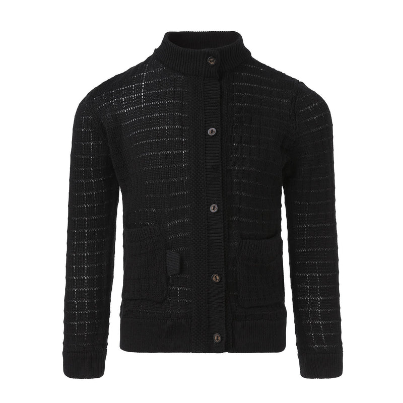 Black Summer Cardigan with Front Buttons Fastening