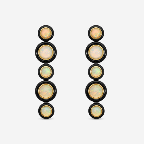 Goshwara G-One 18K Yellow Gold Opal & Onyx Drop Earrings JE0628-OPOXY