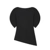 Asymmetrical Hem Blouse Boat Neck