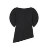 Asymmetrical Hem Blouse Boat Neck