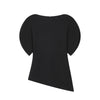 Asymmetrical Hem Blouse Boat Neck