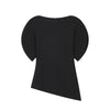Asymmetrical Hem Blouse Boat Neck