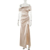 Elegant Off-Shoulder Satin Slit Gown