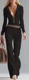 Pip Striped Zip-Front Hooded Jumpsuit