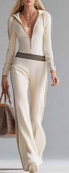 Pip Striped Zip-Front Hooded Jumpsuit