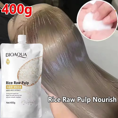 Rice Magic Keratin Hair Mask 5 Seconds Repair Damaged Frizzy Hair Soft Smooth Shine Moisturizing Nourishing Hair Root Care