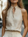 Sloane | Women's Sleeveless Linen Halter Neck Blouse Top