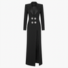 Black Rhinestone Button Blazer Maxi Dress with High Slit for Friday Night Vibes Women