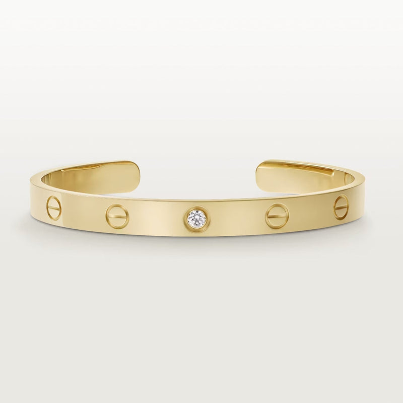 [LUXE JEWELRY] LOVE BRACELET 6.1MM 1 DIAMOND OPEN CUFF