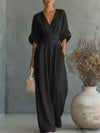 Full Size Half Sleeve Wide Leg Jumpsuit Plus Size