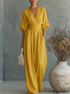 Full Size Half Sleeve Wide Leg Jumpsuit Plus Size